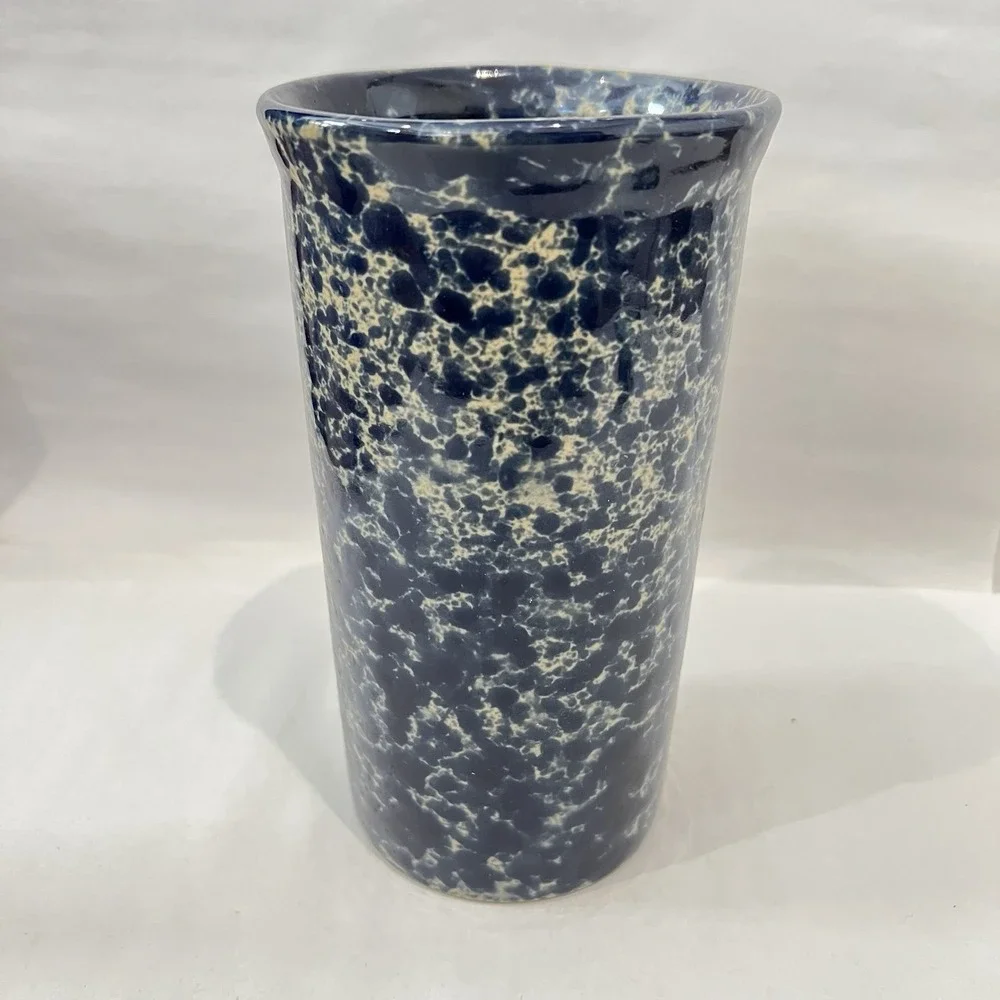 Bennington Potters Tall Utensil Crock‎ 1398 DG Agate Blue Spongeware Vermont